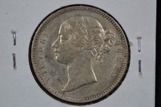 1840 East India Company One Rupee; .917 Silver; XF/AU