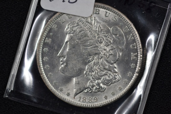 1889 Morgan Silver Dollar; AU 58