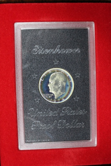 1974 Eisenhower 40% Silver Proof Dollar Brown Box