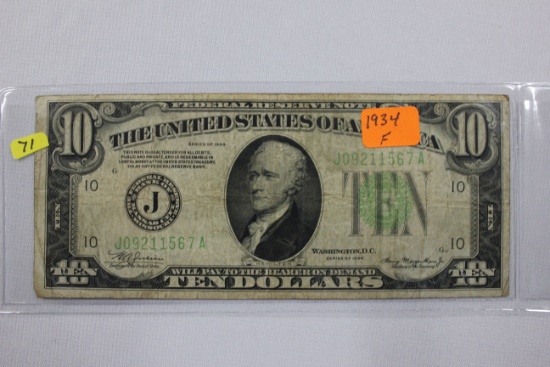 1934-F Ten Dollar Bill; F
