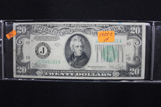 1934-C Twenty Dollar Bill; VF