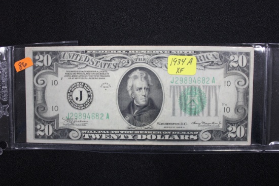 1934-A Twenty Dollar Bill; XF