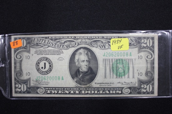 1934 Twenty Dollar Bill; VF