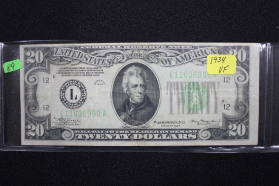 1934 Twenty Dollar Bill; VF