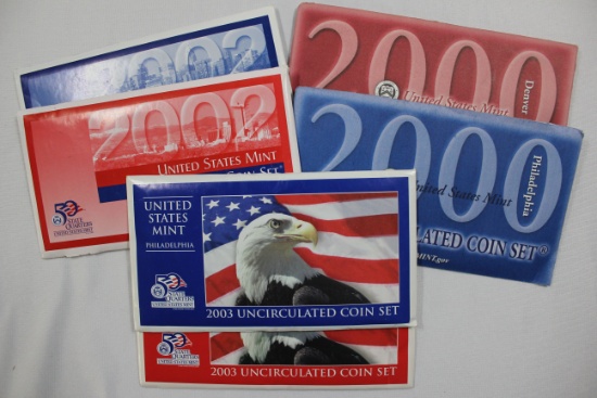 3-Mint Sets 2000-P and 2000-D, 2002-P and 2002-D, and 2003-P and 2003-D