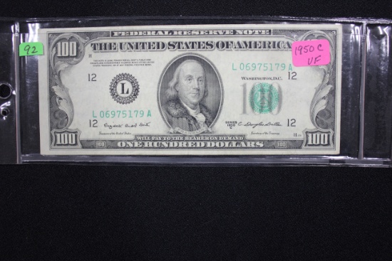 1950-C One Hundred Dollar Bill; VF