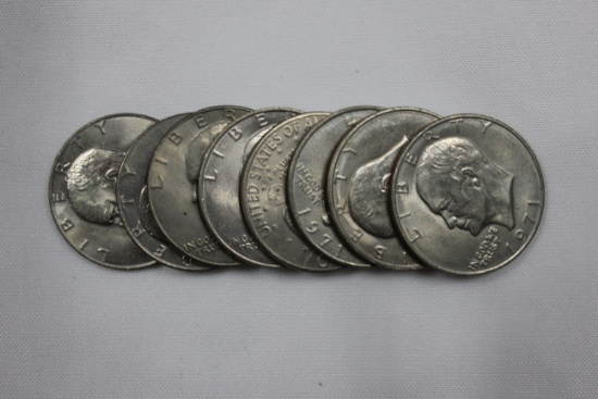 Group of 8 - Eisenhower Dollars; Avg. Circ.