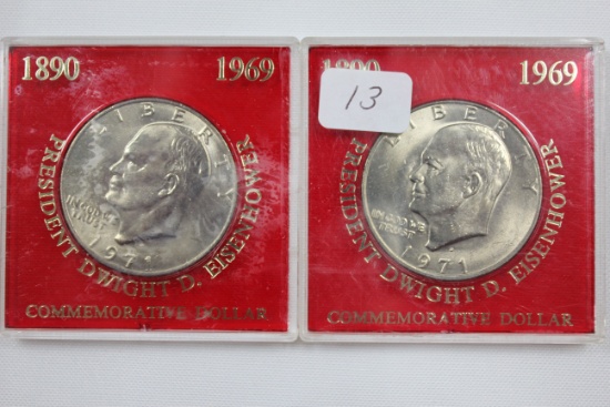 Pair of 1971 Eisenhower Dollars in Commemorative Cases
