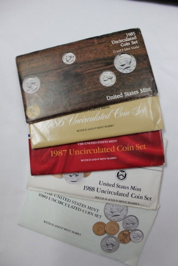 5 - Mint Sets including 1985, 1986, 1987, 1988, and 1989