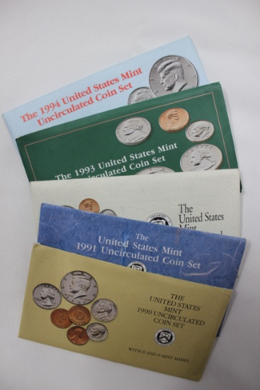 5 - Mint Sets including 1990, 1991, 1992, 1993, and 1994