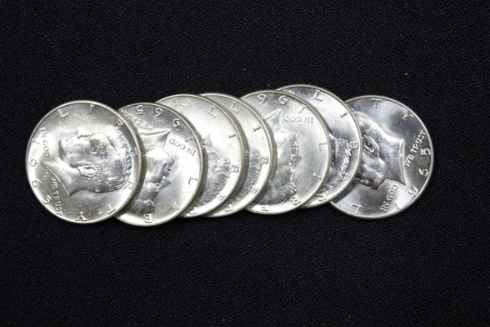7 - 1965 Kennedy 40% Silver Half Dollars; BU