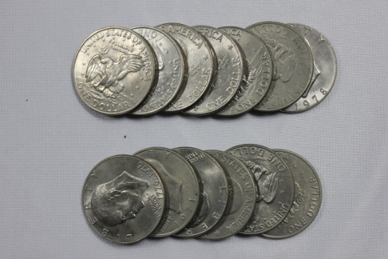 Group of 13 - Eisenhower Dollars; Various Dates