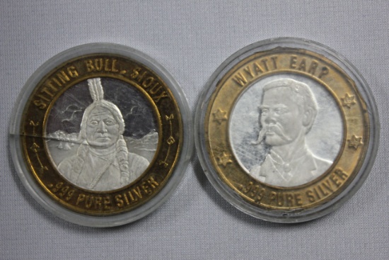 Pair of Casino Silver Rounds; .999 Silver