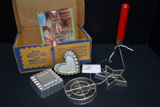 Vintage Double Rosette and Timbale Iron; Original Box