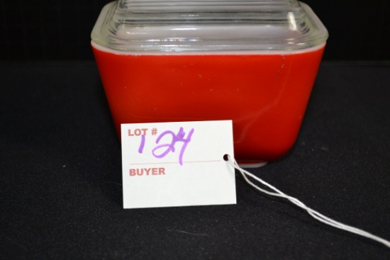 Pyrex Primary Red No. 501 Refrigerator Dish w/Lid; Mfg. 1947-1965