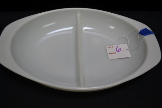 Pyrex White Divided Dish; Mfg. 1960-1967; No Lid