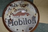 Mobileoil Gargoyle Gas Station Sign; Round Double-Sided 24