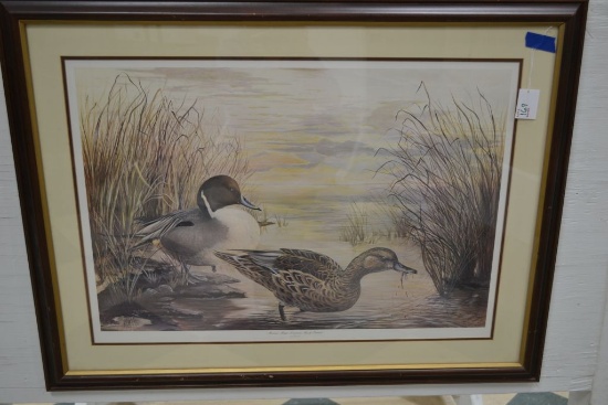 "Mornin' Magic-Louisiana Marsh-Pintails" by Philip J. Galatas Matted and Framed Print; Signed and Nu