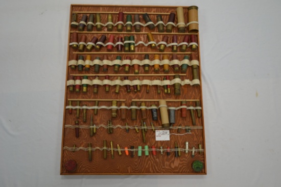 Display of Assorted Vintage Brass and Paper Shotgun Shells; 27"x20"