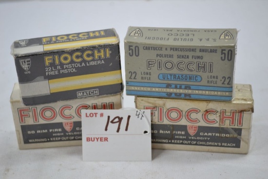 Fiocchi 22LR 2 Boxes High Velocity, 1 Box Free Pistol, 1 Box Ultrasonic, 50 Rounds 4xbid