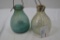 Pair of Vintage Late 1700's Hand Blown Fly Traps, 1 Missing Cork