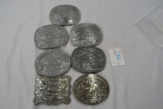 Group of Hesston Rodeo Buckles; 1987-1993