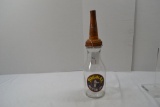 Signal Heavy Duty Motor Oil, Reproduction? 1 Quart Glass Oil Bottle Fill Arrow Spout Stop Lite, 14