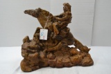 Metal Mounted Horse and Cowboy Statue 13