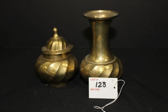 Brass 6" Jar and 5" Vase