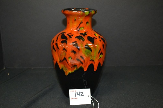 Vintage California Pottery? No. 467 Black/Orange 9" Vase