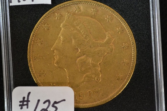 1907-S Liberty Head Twenty Dollar Gold Piece; XF