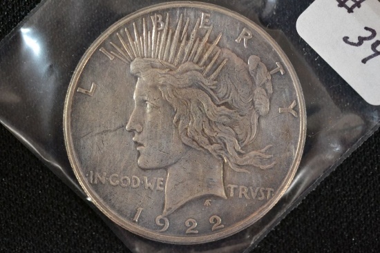 1922-S Peace Dollar; VF/XF