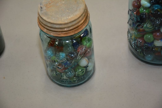 Ball Jar With Misc. Marbles