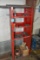 3-Shelf Red Metal Storage Rack w/Contents; LOT INCLUDES CONTENTS PLUS RACK
