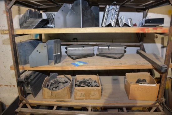 1 Lot Steel End Caps, Light Brackets, 2-Case Swivel Jack Weights, and Parts for Box Trailers w/Shelf