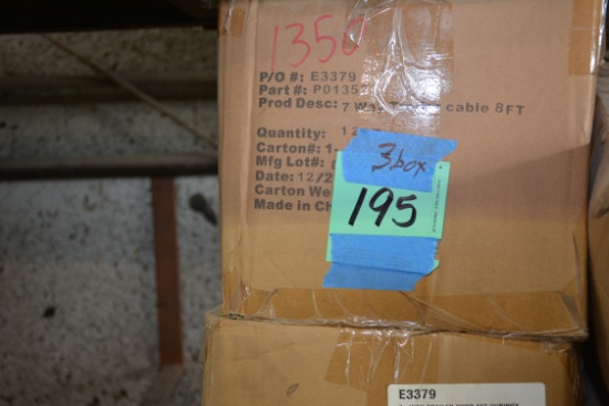 3 Boxes - 7-Way Trailer Cables w/Ring Terminal; 8' Length; 12 Pieces/Box; 3xBid
