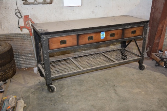 3-Drawer Rolling Shop Table; 2'x8'