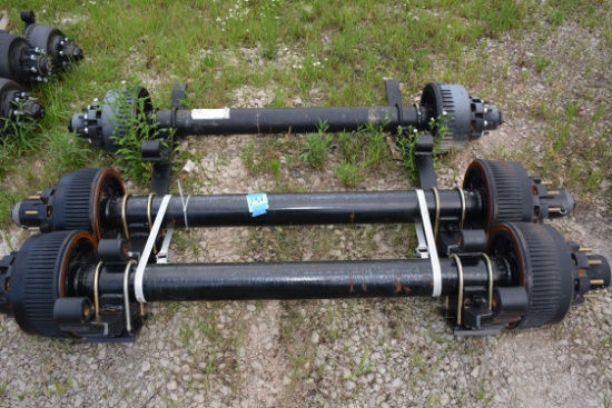 1 Lot of 3 Dexter Drum Brake Axles 12k lb. 46" Spring Center 74" Hub Face