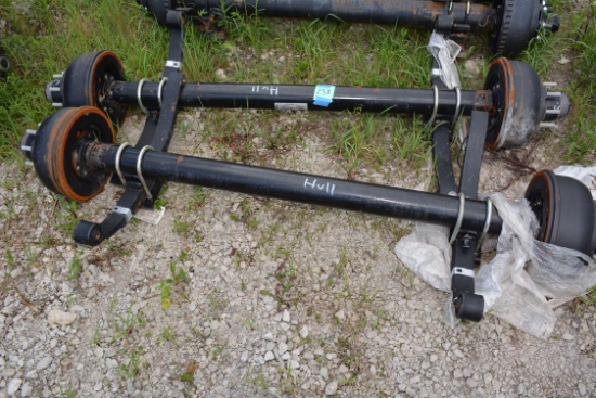 1 Lot of 2 Drum Brake Axles 10k lb. 46" Spring Center 74" Hub Face