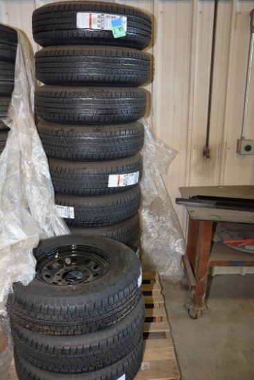 1 Lot of 12 Provider 235/85 R16 Tires w/8-Bolt Black Wheels