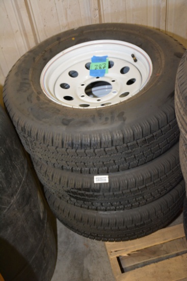 1 Lot of 3 Diamondback 225/75 R15 10-Ply Tires w/White Wheels