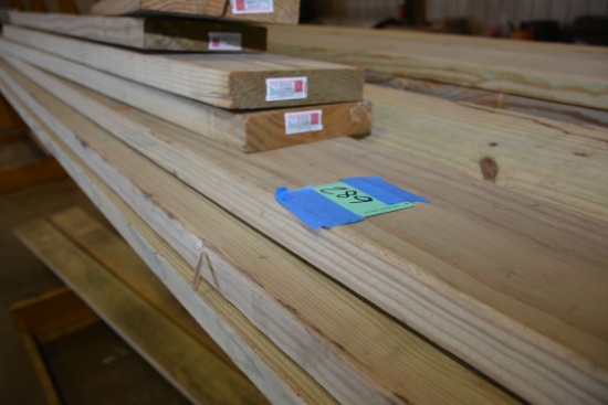 1 Lot of 48 Pieces 2"x8" Treated Lumber in Various Lengths up to 10', 16', and 18'