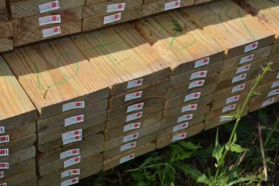 1 Lot of 48 Pieces 2"x8"x18' Treated Lumber