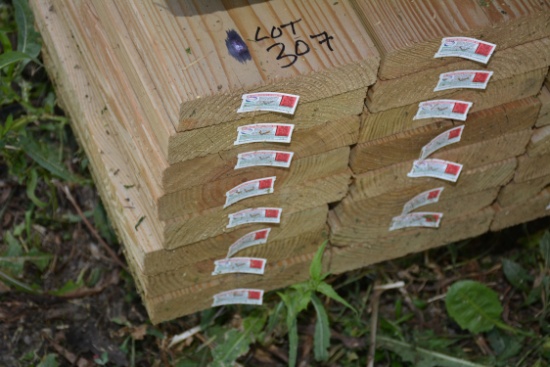1 Lot of 37 Pieces 2"x8"x14' Treated Lumber