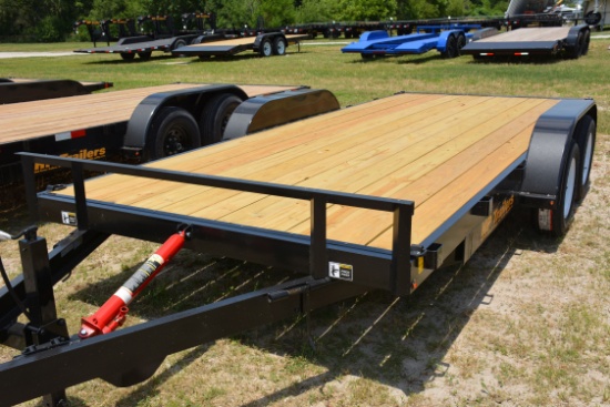 HP Trailers 18' Tilt Bed Trailer w/Manual Tilt, Tandem 3500 lb. Axles, Wood Floor, 2-5/16" Ball, LED