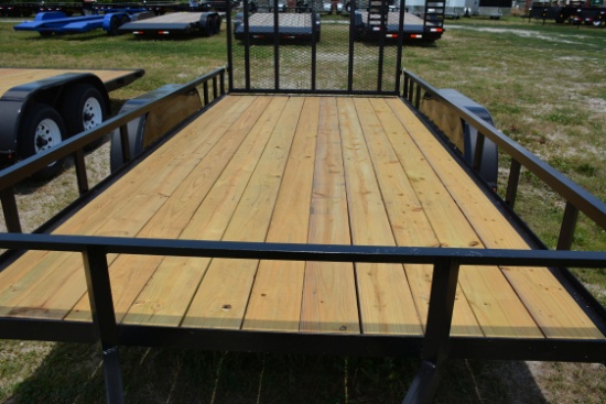 HP Trailers 16'x84" Rail Side Utility Trailer w/Tandem 3500 lb. Axles, Wood Floor, Full Mesh Ramp, L