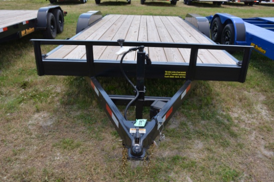 HP Trailers 16'+2' Heavy Duty Flatbed Trailer w/Tandem 5K Axles, Pull Out Ramps, Wood Floor, 2-5/16"
