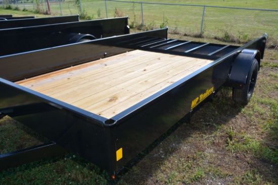 HP Trailers 14'x84" Utility Trailer w/12" Solid Sides, Single Axle, Wood Floor, Full Mesh Ramp, 2-5/