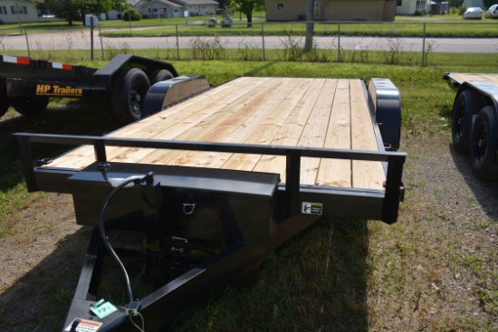 HP Trailers 18' Tilt Bed Trailer w/Electric Tilt, Wood Floor, 2-5/16" Ball, LED Lights, and Black Wh