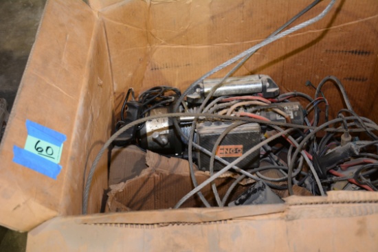 1 Lot Misc. Used Winches, Cable, Hooks, and Remotes; As Is